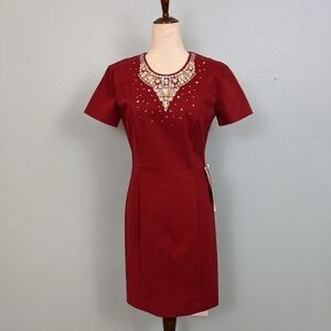 NWT Love Moschino red holiday jeweled dres…
